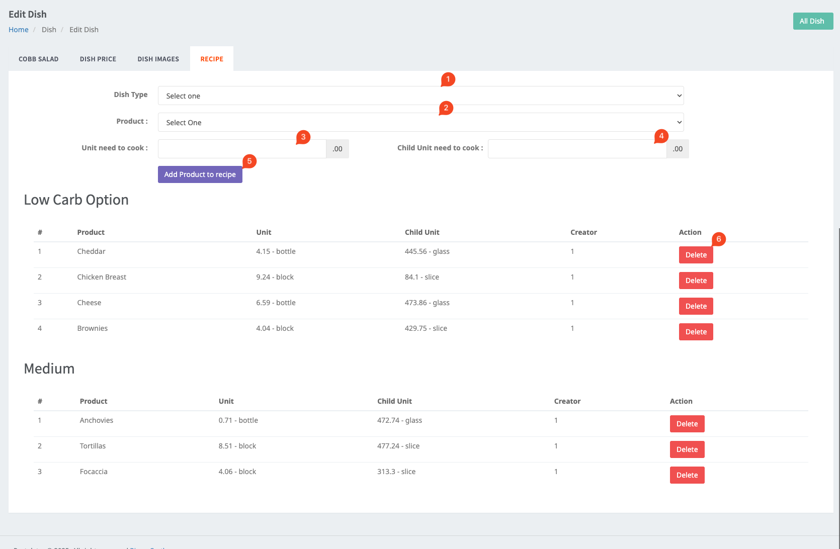 Dish recipe manager Dish recipe manager